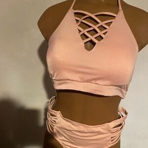 Pink Halter Bralette and Panty Set